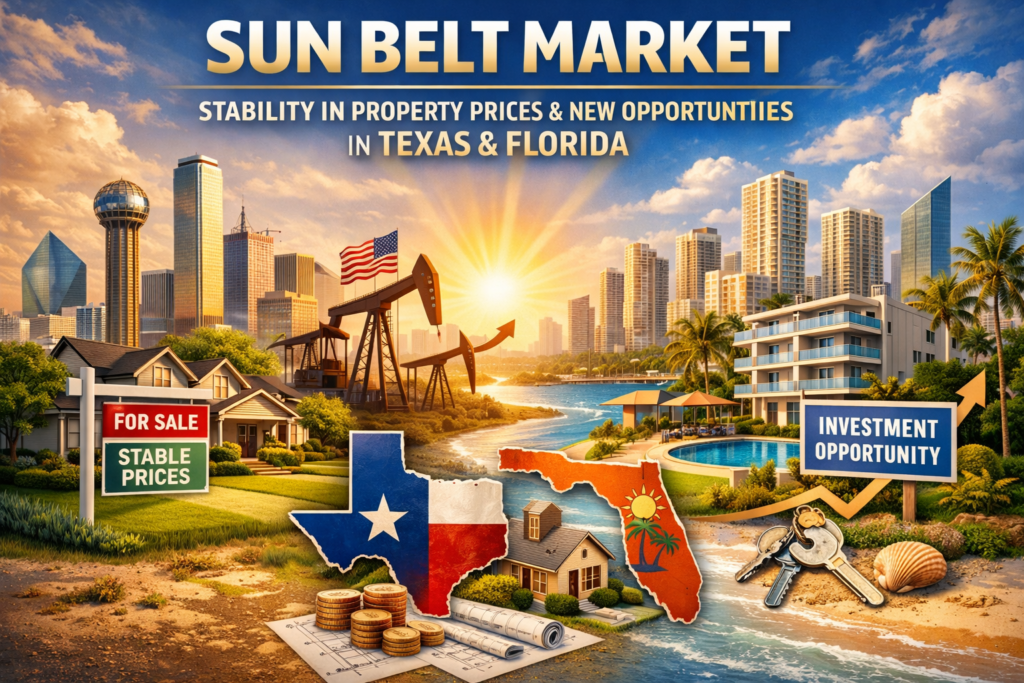 Sun Belt Market: Stability in property prices and new opportunities in Texas and Florida.
